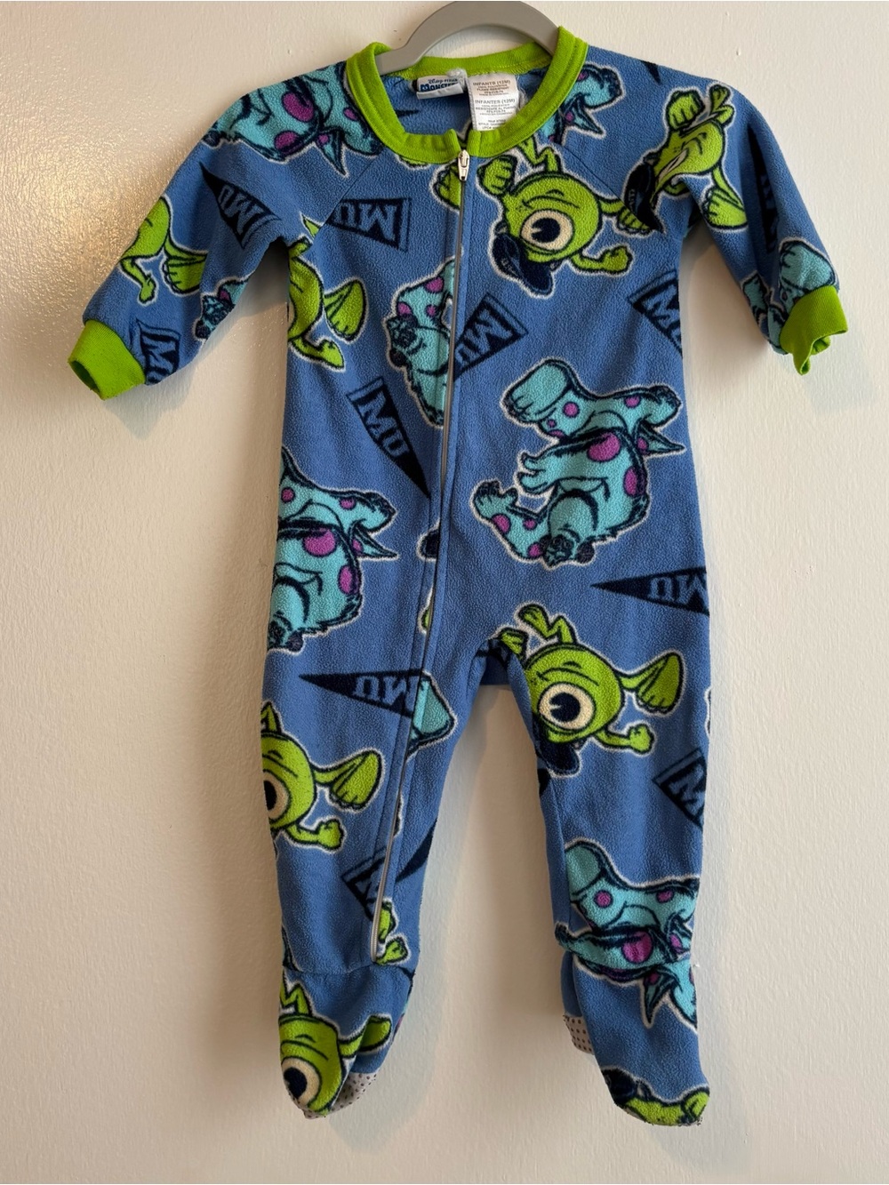 Monsters University Blue Fleece Footed One-Piece Pajamas - 12 months